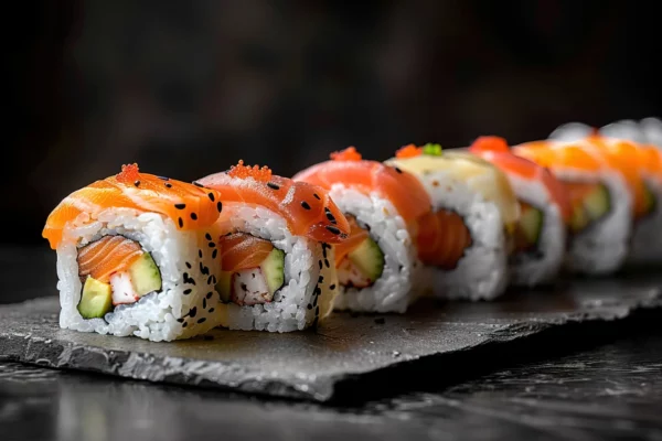 Seafood sushi op een donkere achtergrond bij China City Dordrecht